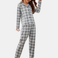 Plaid button front night wear